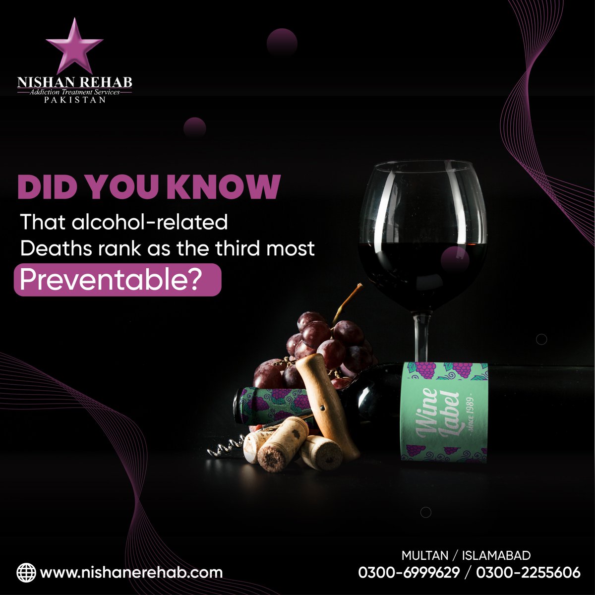 Alcohol ranks as the third leading cause of preventable death, highlighting the importance of awareness🎺 and moderation. 
#alcoholism #addictionrecovery #addictionawareness #recoveryispossible #Nishanrehab #soberlife #alcoholfree #mentalhealth