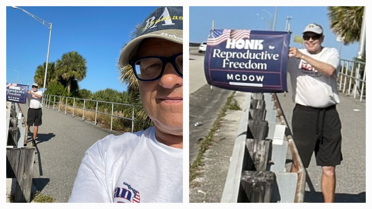 📢 Special Shout Out to our friend and lead sign holder Julian, for #WalkWithDan on the 192 Causeway each Monday & Thursday from 5-6p

Yesterday, Julian got 55 Honks!!  This guy is masterful at getting the drivers to Honk in support of #ReproductiveFreedom! 💙