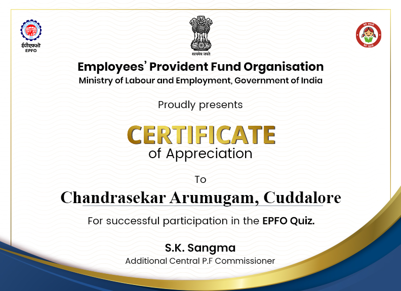 #EPFOquiz: 29/04/2024 winners:-

#Question:
Widow/widower pension is payable upto which period?

#Answer: A ( Till the death or remarriage)

#QuizWinners #EPFOservices #EPFOwithYou #HumHaiNa #EPFO #EPF #ईपीएफओ #ईपीएफ