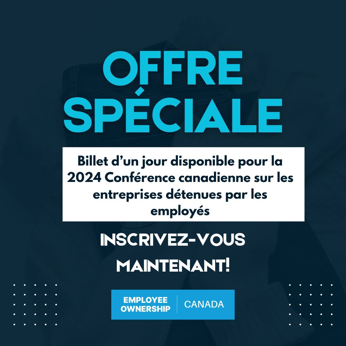 Vous ne pouvez assister qu'à un seul jour de la 2024 Conférence canadienne sur les entreprises détenues par les employés qui se tiendra du 13 au 15 mai?  

👉  LES BILLETS D’UN JOUR SONT MAINTENANT DISPONIBLES:buff.ly/4aiEL3W

#caneoconference #EOCanada #employeeownership