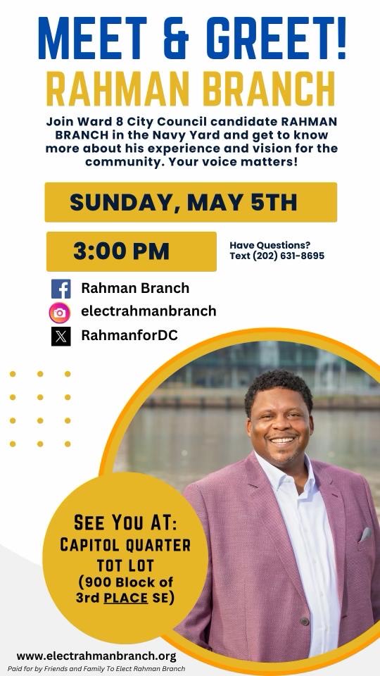 Happy Friday #DC !!  #Ward8 , I hope your plans involve joining me in the community this weekend. Connect with me. Below are this weekends events: