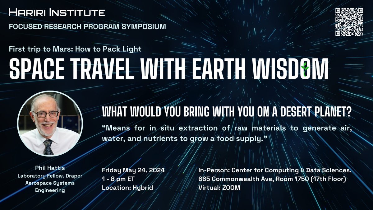 What would you bring with you to a desert planet? Here's what our speaker, Phil Hattis, Laboratory Fellow at @DraperLab, has to say. ➡️ Join the discussion at our symposium 'Space Travel with Earth Wisdom': spr.ly/6012jPHJy #space #science #ecology #sustainability #ML