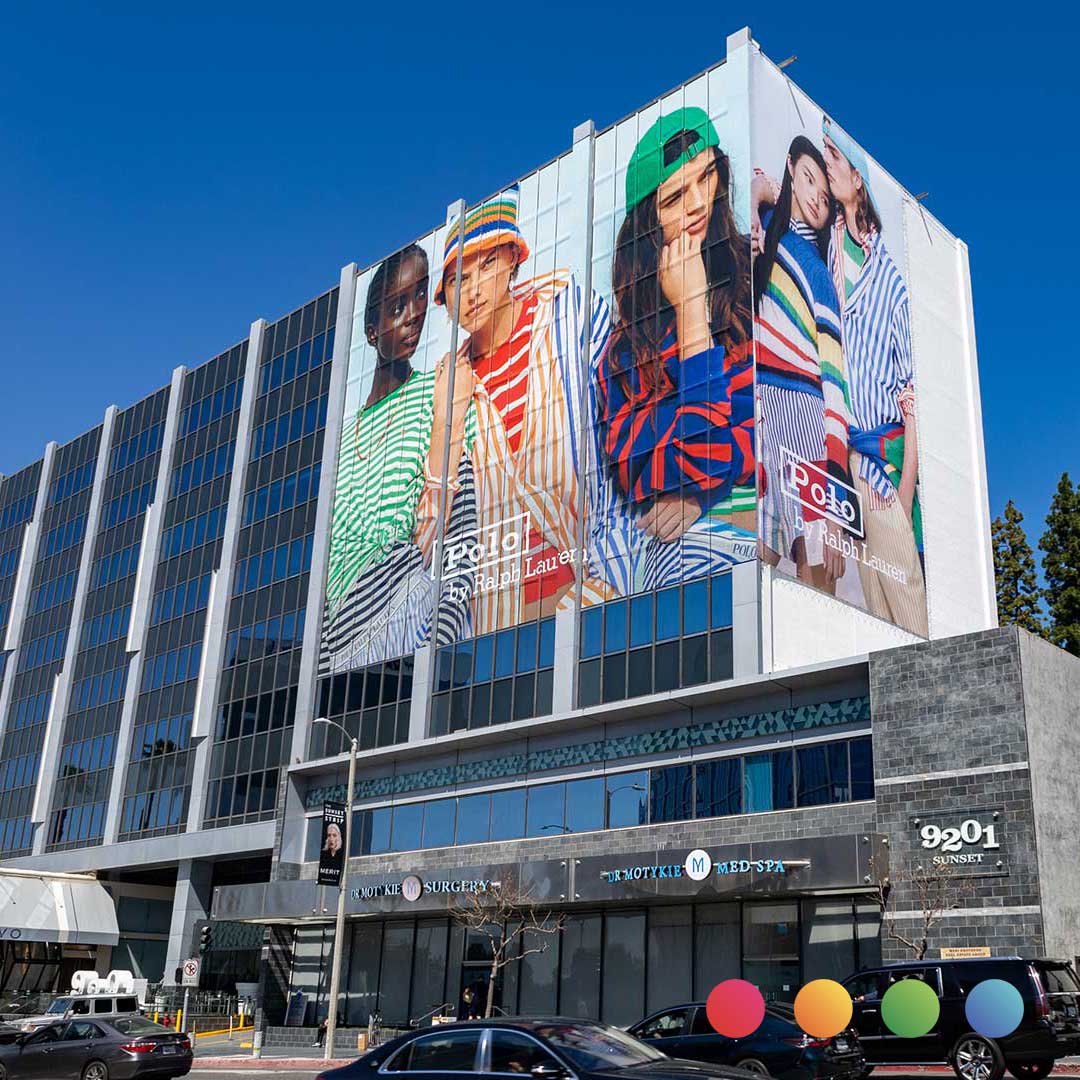 Our larger-than-life wallscapes are some of the most high-impact OOH canvases in all of LA. Find out how brands like @RalphLauren are taking advantage on our blog bit.ly/3WmOpz3 #OOH #losangeles #outofhome #advertising #hollywood #westhollywood #billboard