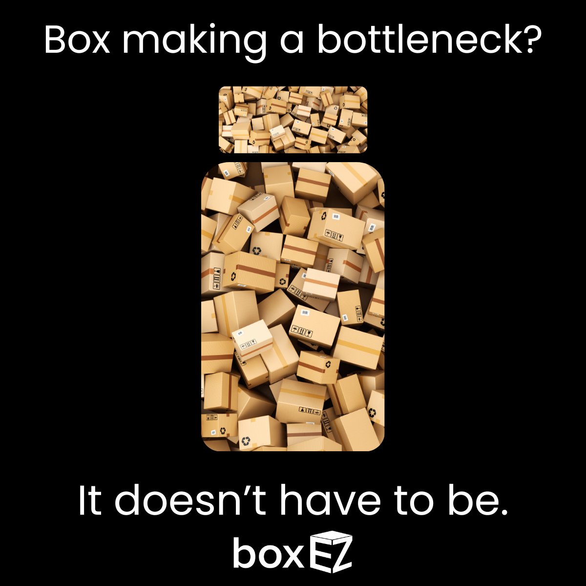 Get rid of the bottleneck with a #boxEZ! 

See it at #Automate2024 in Chicago from May 6-9, 2024. Booth 2843!

Register for free → bit.ly/3EQUtWl   
#AutomateShow #materialhandling #robot #cobot #boxmaker #caseerector #boxerector #cobotcaseerector #roboticcasehandling