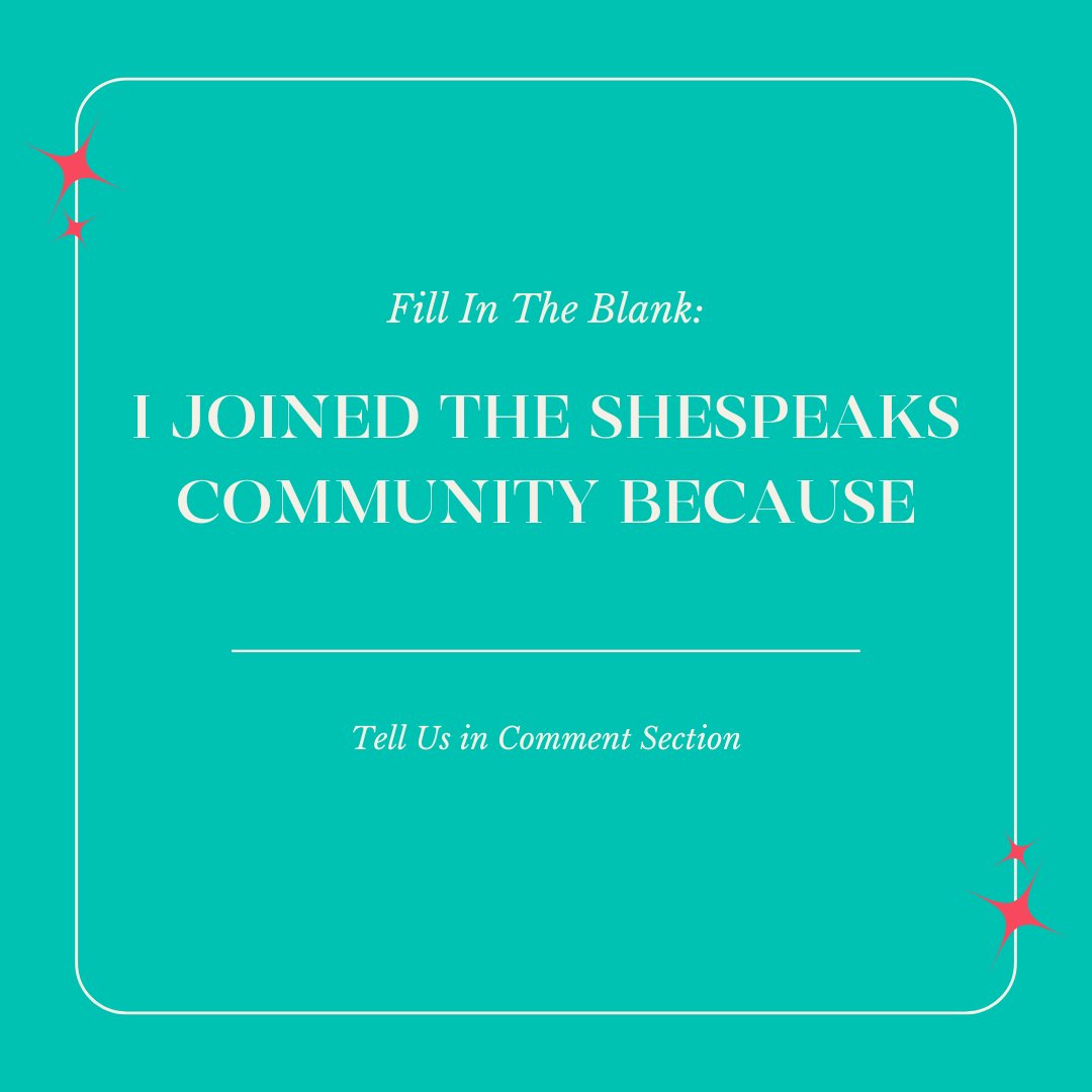 🌟 Why did you join the SheSpeaks Community? 🌟 We want to hear your story! Share your story below and let us know why you became a part of this empowering community 💬✨ #SheSpeaksCommunity #InfluencerMarketing #SheSpeaks #WomenEmpowerment