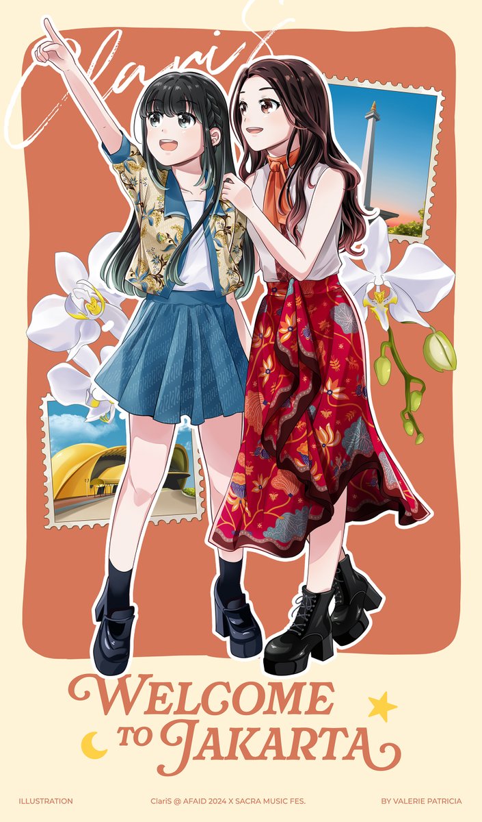 Welcome ClariS to Jakarta! 🩷💚
To welcome them, I made an illustration of Clara and Karen wearing Batik, a traditional Indonesian cloth

I'll be attending the concert this Sunday! Can't wait to see them soon! 🫶   #イラスト #ClariS #ClariSart #AFAID2024