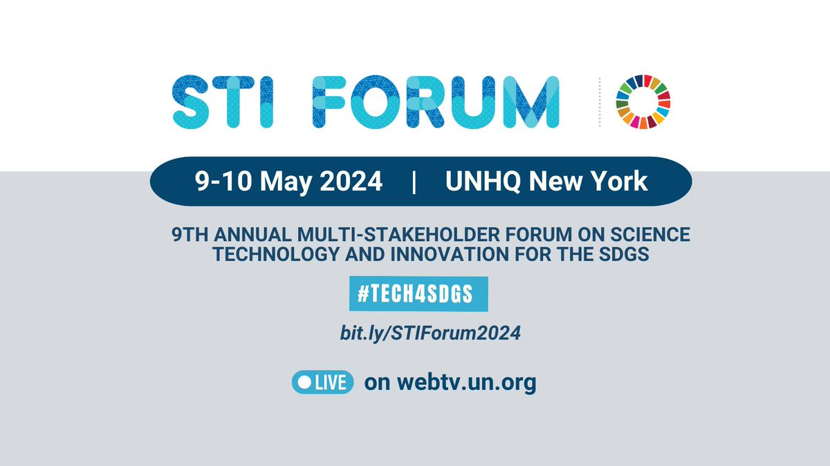🚀 🔬 Ready to explore how science, technology, and innovation can drive sustainable development? Join us at #STIForum2024 to uncover innovative strategies to achieve the #GlobalGoals! Find out more here 💻📲bit.ly/STIForum2024 #Tech4SDGs #DigitalInclusion