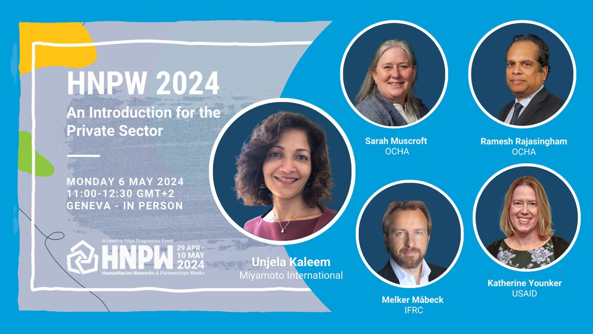 Join Unjela Kaleem this May 6th at the Humanitarian Networks and Partnership Weeks in a dynamic roundtable, sharing valuable insights on the private sector's role in humanitarian settings. #HNPW #InvestInHumanity 
@ifrc
@USAIDsaveslives 
@UNOCHA