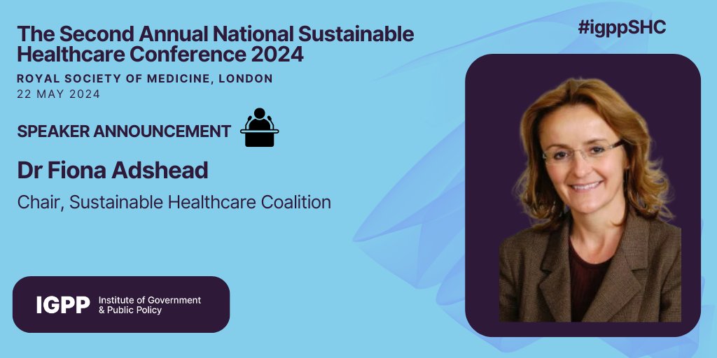 We are delighted to announce that Dr Fiona Adshead will be speaking at The Second Annual National Sustainable Healthcare Conference 2024. Find more information here: hubs.ly/Q02v_5kL0 #igppSHC #sustainablehealthcare #sustainability #healthcareinnovations