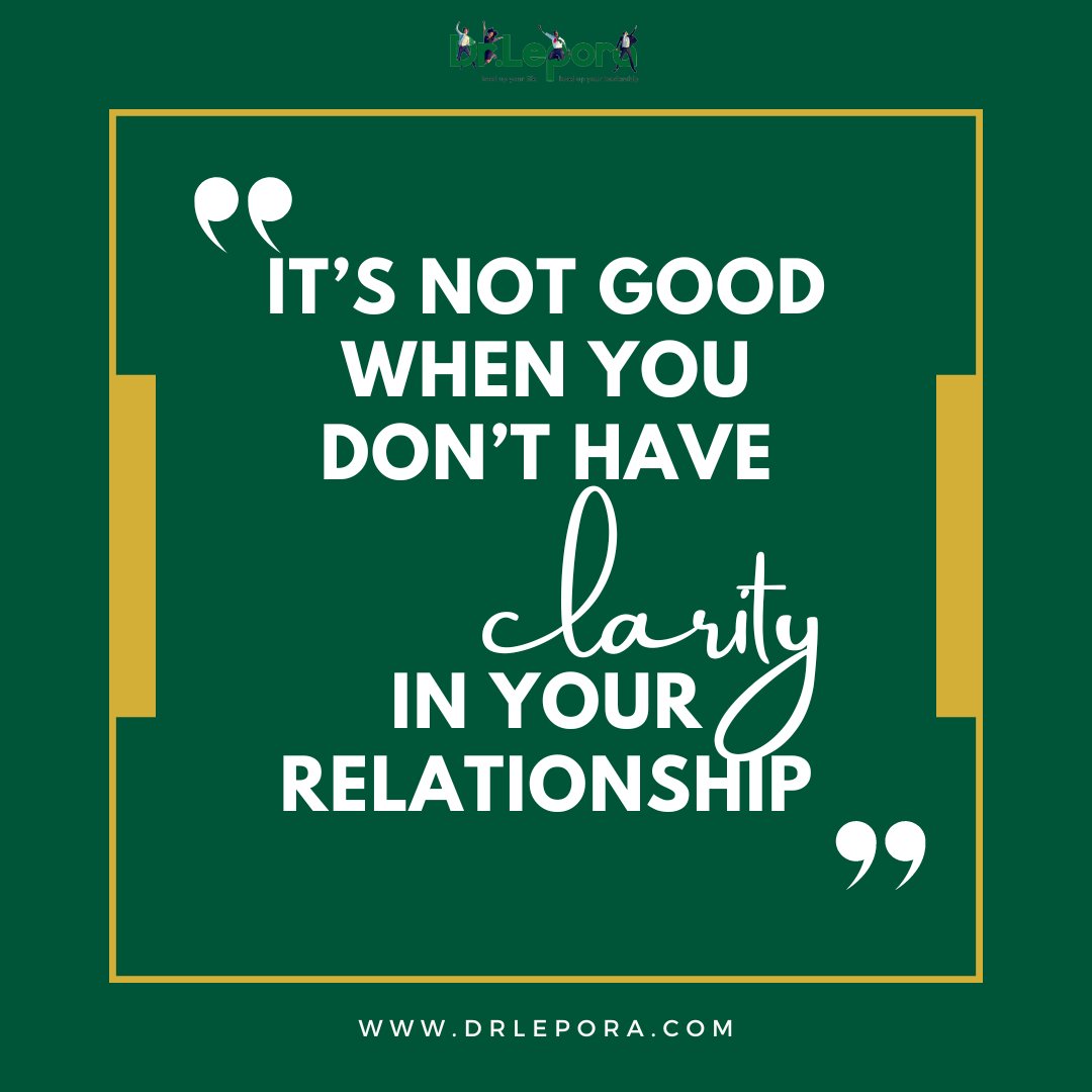 It’s not good when you don’t have clarity in your relationship.

#Clarity #Communication #Relationships #Understanding #Trust #Empathy #Love #Connection #Growth #Respect #Openness #Honesty #Commitment #Couples #BuildingBridges #LoveLanguages #Together #RelationshipGoals #DrLepora