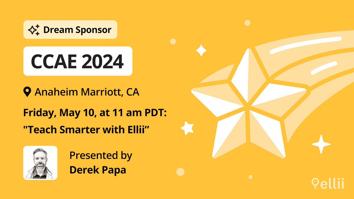 Ellii is a proud Dream Sponsor of CCAE 2024 and will be presenting this Friday, May 10. Derek will be sharing how you can use Ellii's platform to teach a better class! Don't miss out on this informative Ellii session. #ELL #ELT #Ellii #CCAE2024 #conference #teachenglish