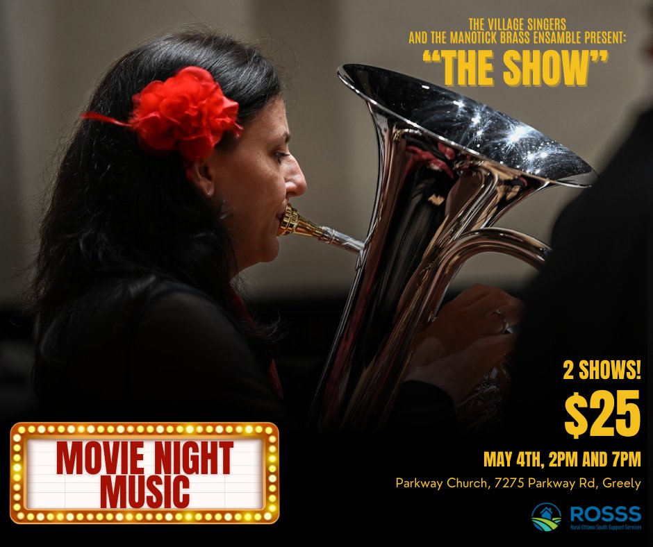 The Musicale is TOMORROW!

Experience all the music, song, dance and talent of the Village Singers and Manotick Brass in this year's theme, Movie Night Music!

Get your tickets at the link before they're gone! rb.gy/tje95p