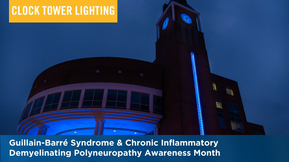 This evening, the Brampton City Hall clock tower will be lit blue in recognition of Guillain-Barré Syndrome (GBS) & Chronic Inflammatory Demyelinating Polyneuropathy (CIDP) Awareness Month in #Brampton.
