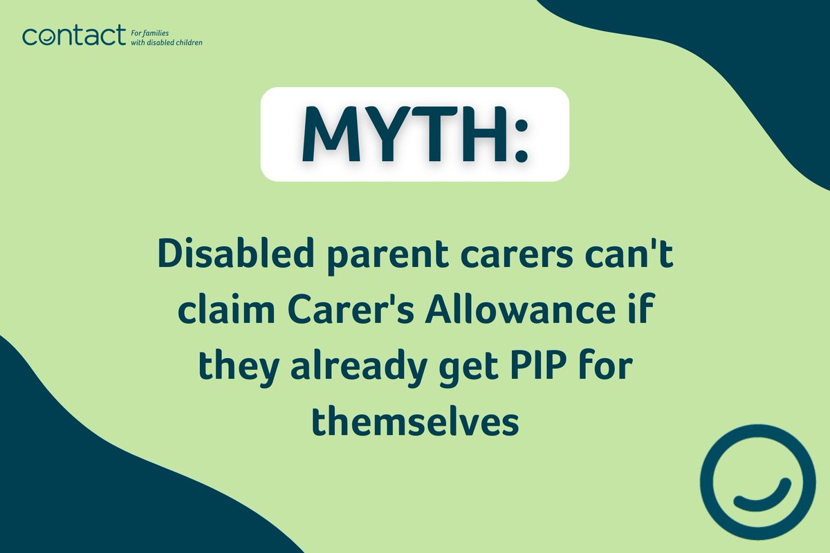 Did you know that even if disabled parent carers claim PIP themselves due to their own disabilities, they can still claim carer's allowance due to caring for their disabled children. Disabled people can also be carers too! Read more on our website: ow.ly/G48Z50RuFwR