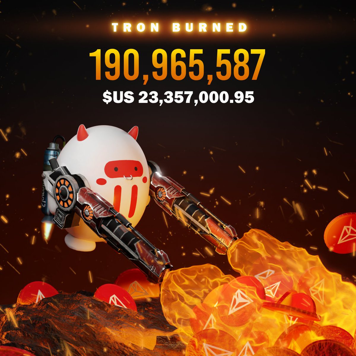 In April 2024, #TRON incinerated a colossal sum of 190,965,587 #TRX 🔥 equating to an astounding $23 million in value 🤯