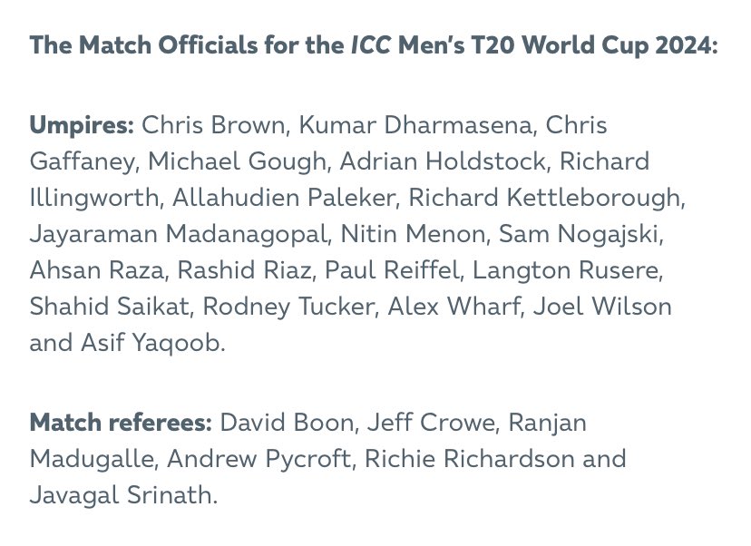 The Match Officials for the ICC Men’s T20 World Cup 2024 

#sportspavilionlk #T20WorldCup #T20WorldCup2024 #danushkaaravinda