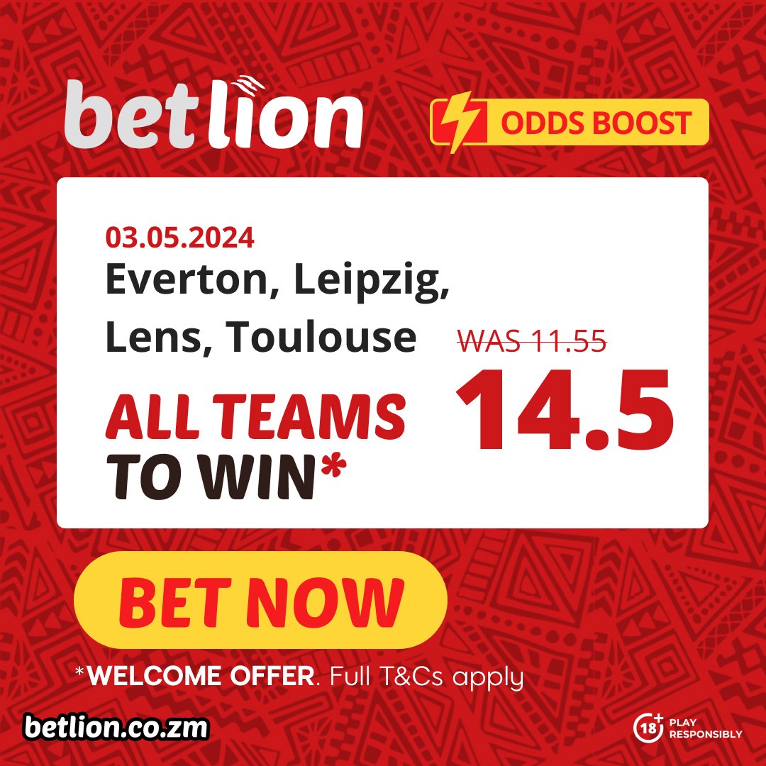 Have your winning stake boosted by 14.5 if Everton, Leipzig, Lens & Toulouse, all by one click! 🎉

Enjoy fast & convenient betting courtesy of the BetLion  #BoostedOdds.

Join in the party today 👉🏼 betlion.co/OddsBoost 🎉

#WinAtBetLion #RewardYourself