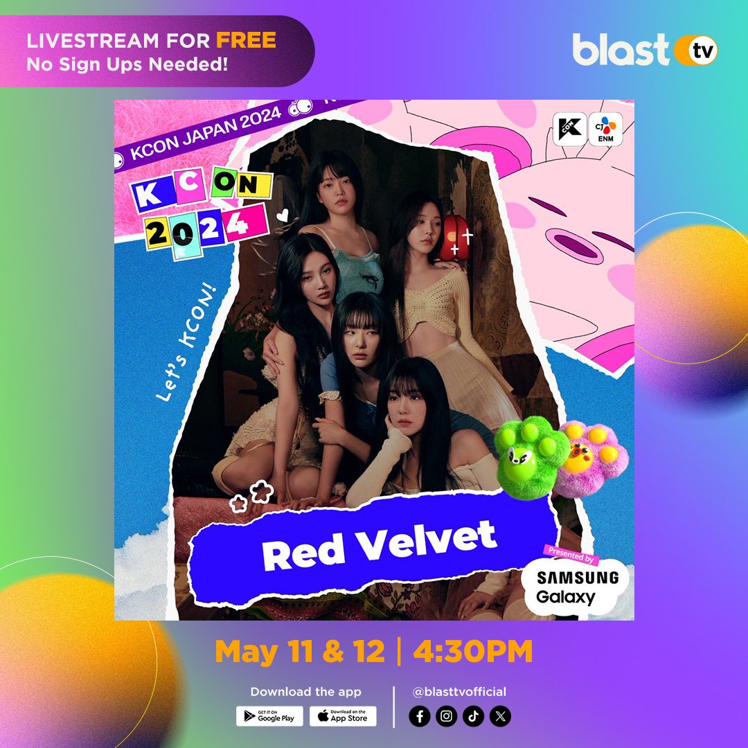 Ready for this, #ReVeLuvs? ♥️🍒 Don’t miss Red Velvet on KCON Japan 2024! 😉 STREAM THIS EVENT LIVE FOR FREE here on BlastTV — no signups needed! ❤️‍🔥 Just download the BlastTV app to watch!