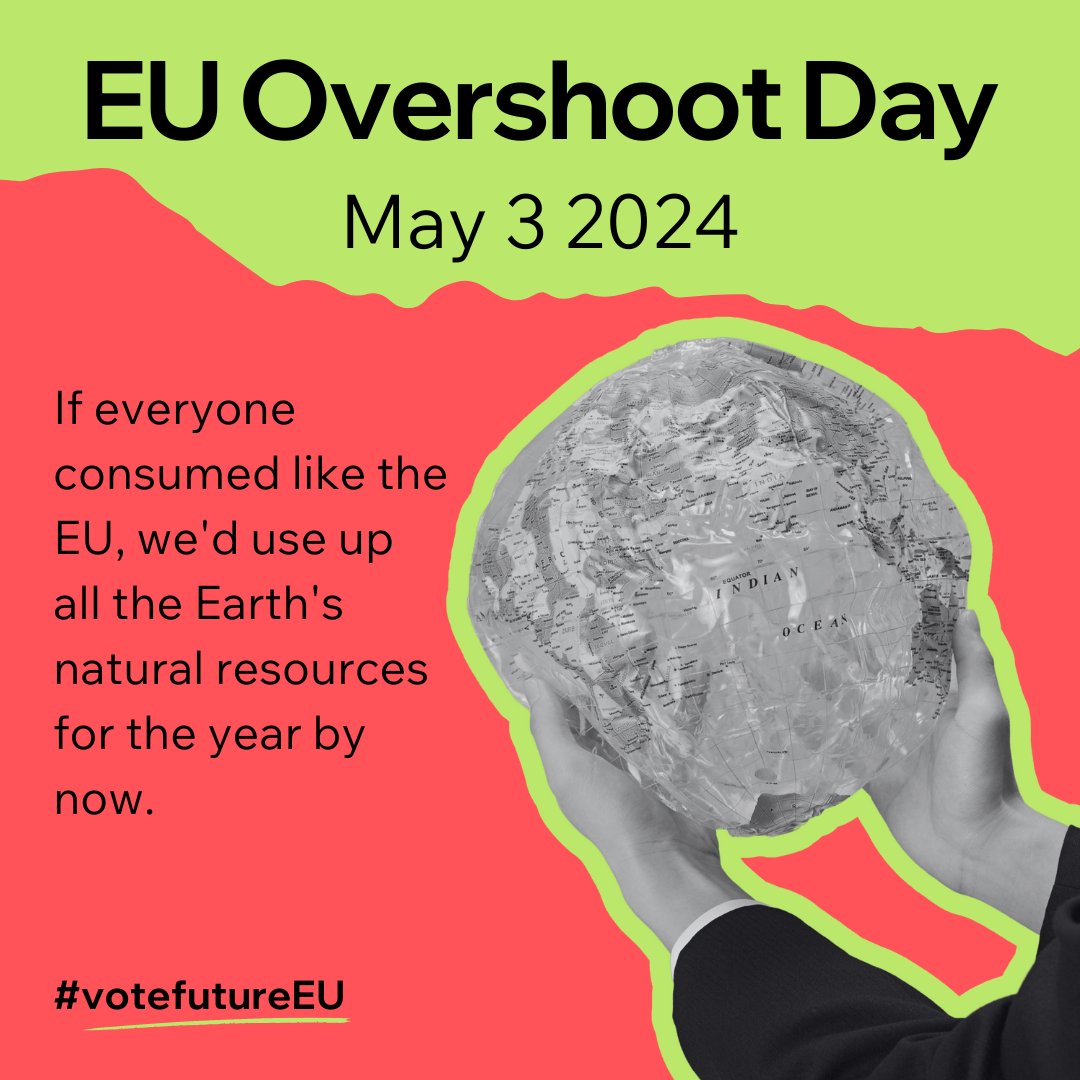 MTEnough's tweet image. 125 days into 2024, EU hits #OvershootDay 🫗
We'd need 3 planets if all lived like Europeans. 🌍🌍🌍
Joining 300+ organizations urging EU leaders for post-election action.
With right policies, let's ensure #MoreThanEnough for all within Earth's limits.
#votefutureEU #useyourvote