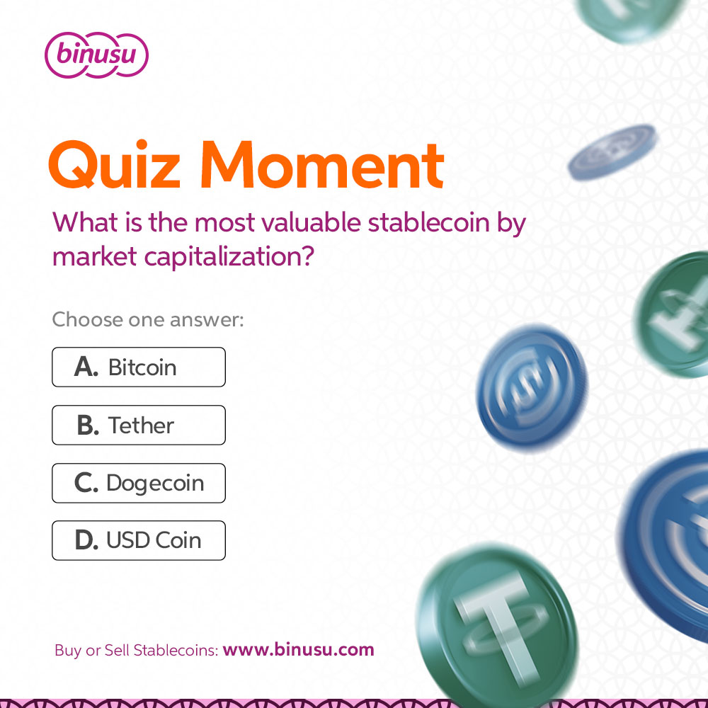 What is the most valuable #stablecoin by market capitalization?
Share your crypto knowledge. 

Buy or Sell Stablecoins: binusu.com
#CryptoQuiz