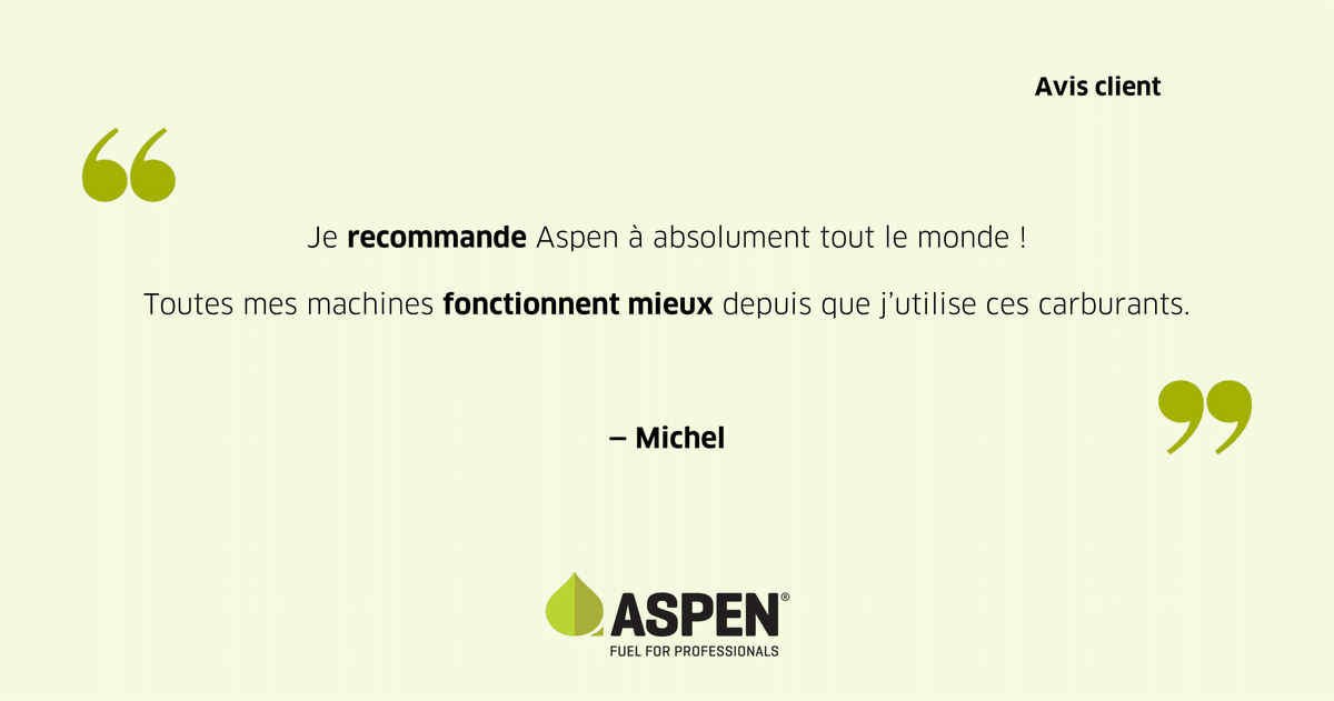 Avis client 💬

Quel que soit le carburant Aspen que vous utilisez, il protégera votre moteur.

Terminé les réparations à n’en plus finir, vos machines fonctionneront plus longtemps !

Faites le bon choix, choisissez Aspen l’Original !

#moteursthermiques #avisclient