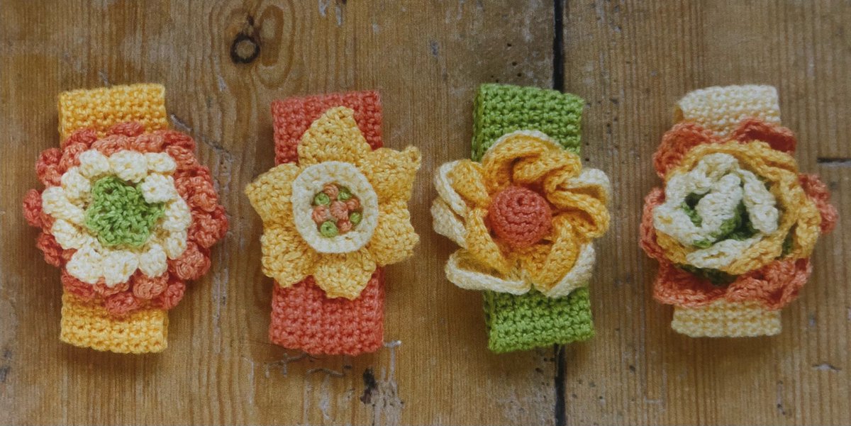 Crochet Floral Napkin Rings 🌸✨ These rings feature delicate roses, daisies, daffodils, and chrysanthemums to elevate any table setting. Using vibrant yarn in a variety of hues. Ideal for adding a touch of nature's beauty to your dining #MHHSBD #craftbizparty #elevenseshour