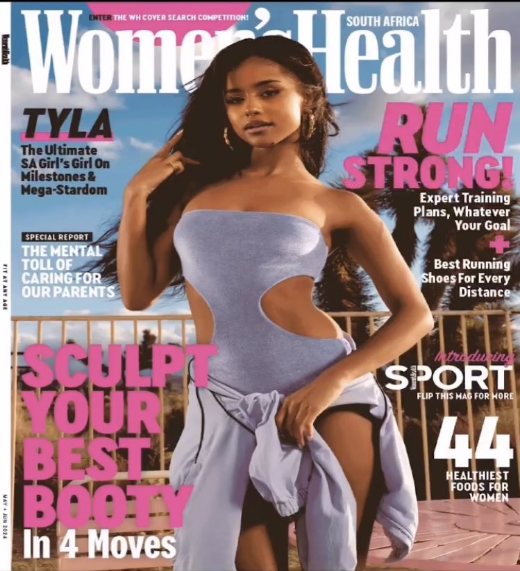 Tyla on the cover of WOMEN’S HEALTH MAGAZINE (SA)