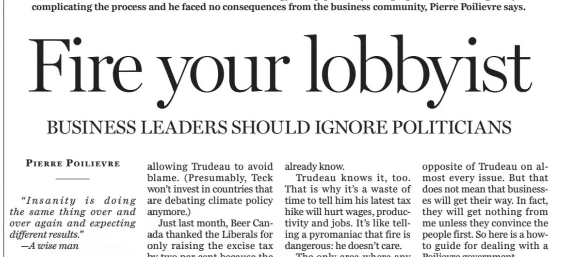 [A scorcher by the odds-on-favourite to be our next PM-and you won’t believe whom he’s scorching!} The Trudeau government’s tax hike on capital gains has investors and business leaders blowing up my phone. They yelp: “What are you going to do about this?” My answer: “No. What are…