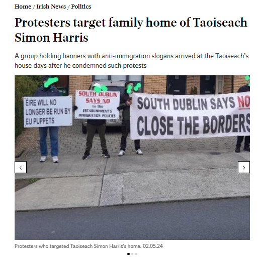 Protesters target family home of Taoiseach Simon Harris A group holding banners with anti-immigration slogans arrived at the Taoiseach’s house days after he condemned such protests independent.ie/irish-news/pol…
