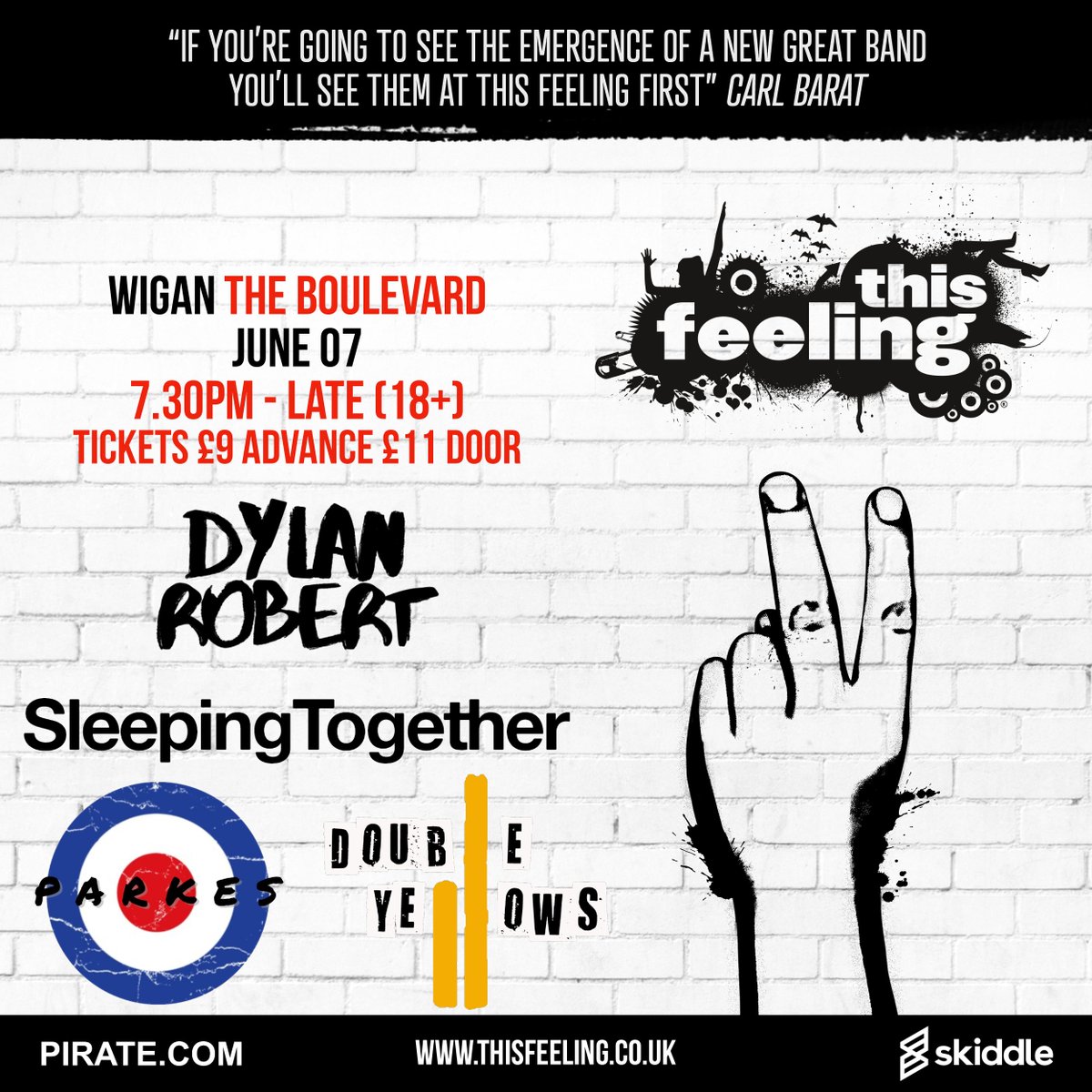 Full line up announced 🎸 June 07 Wigan @BoulevardWigan ft. #DylanRobert @SleepinTogether @DoubleYellowss & #Parkes 🎟️ skiddle.com/e/38299976