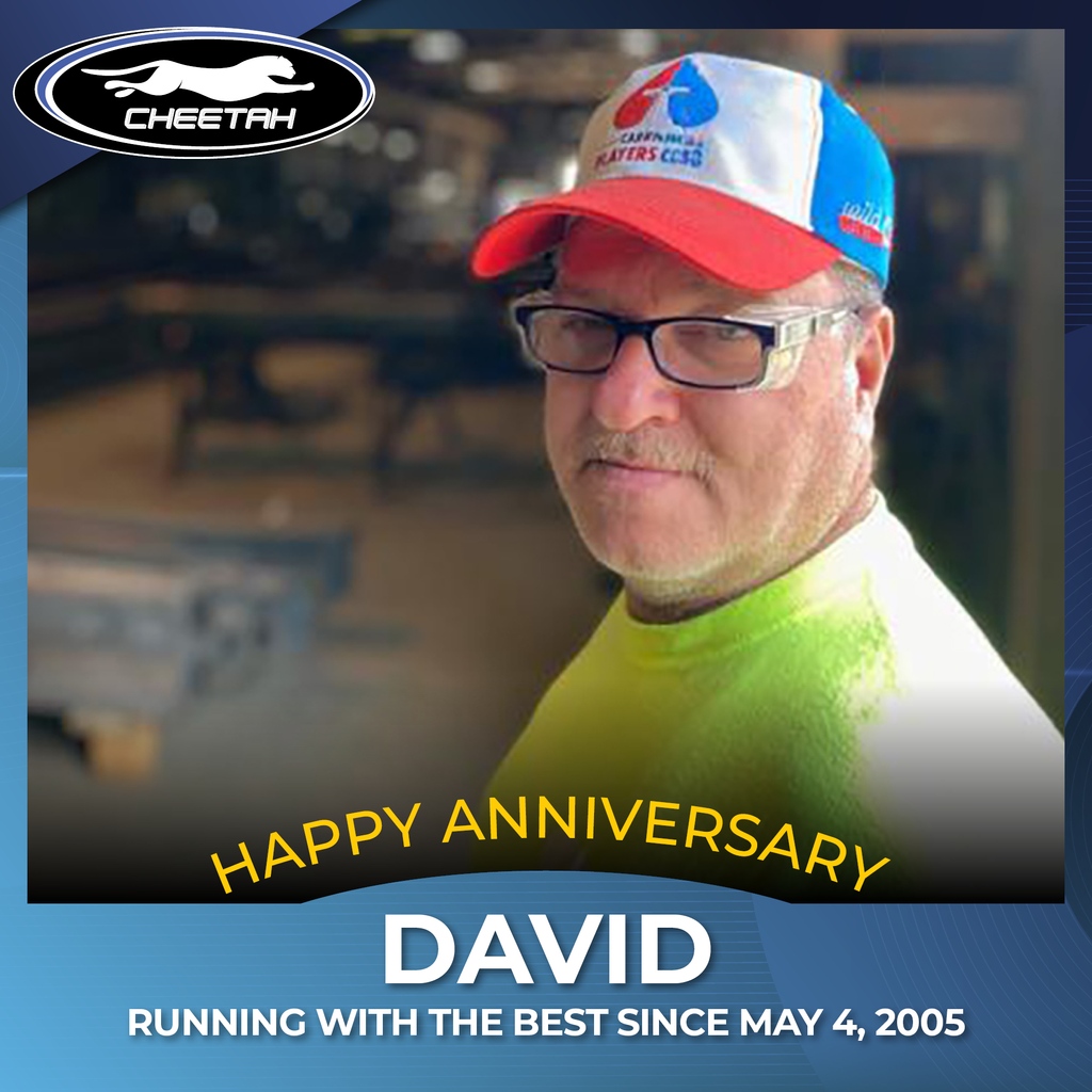 Happy 19th Cheetah Anniversary to David Fanning! David is a Senior Designer in our Sumter, SC facility.

We are grateful for David's efforts every day for nearly two decades!