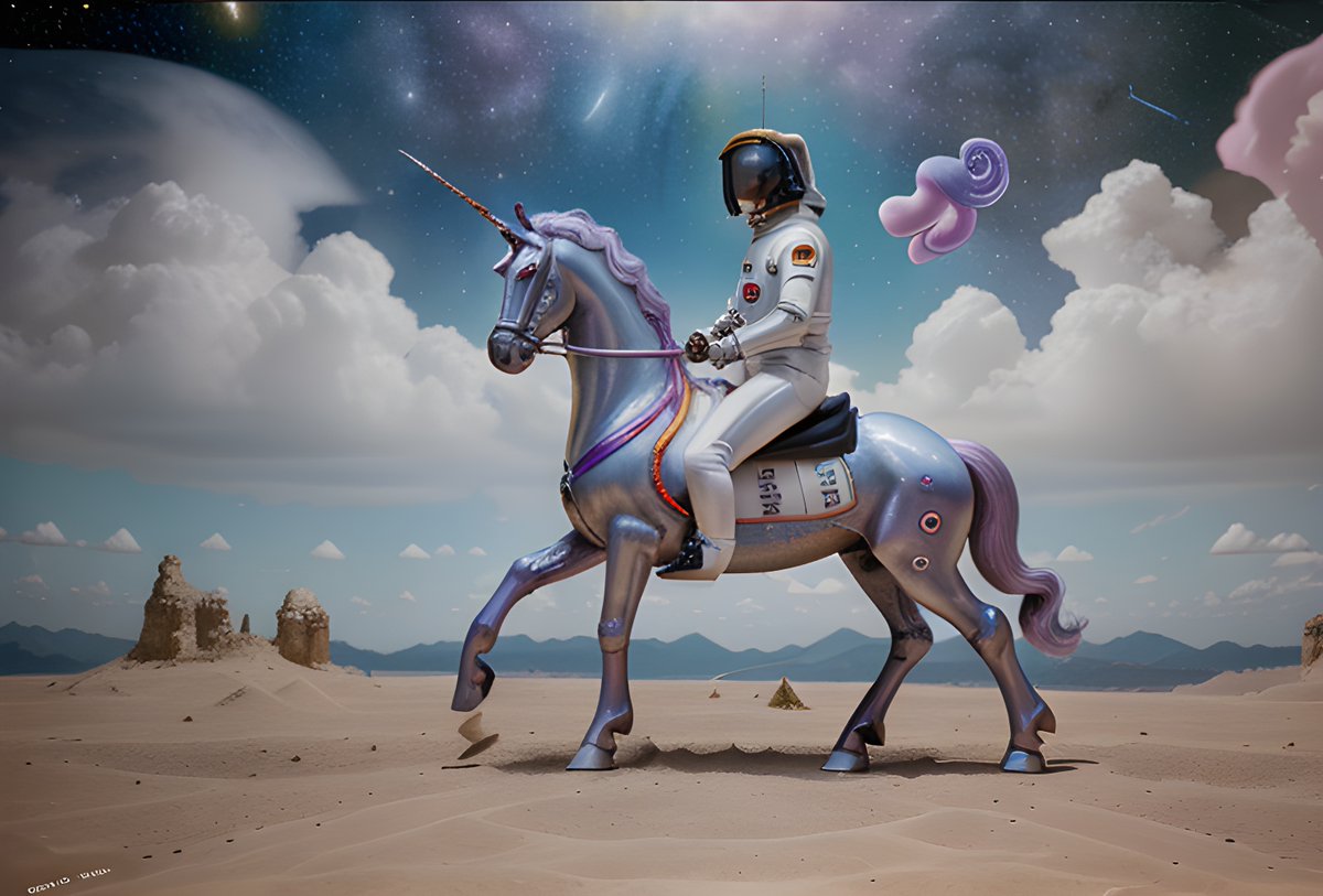 Astronaut on an unicorn. #AI #astronaut #unicorn #surrealism #art #promptart #stablediffusion