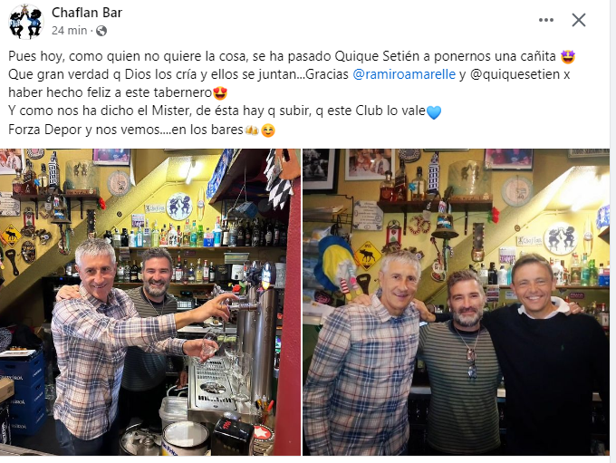#Coruña | Quique Setién se ha ido a servir cañas en el #ChaflánBar.. 😅🍻