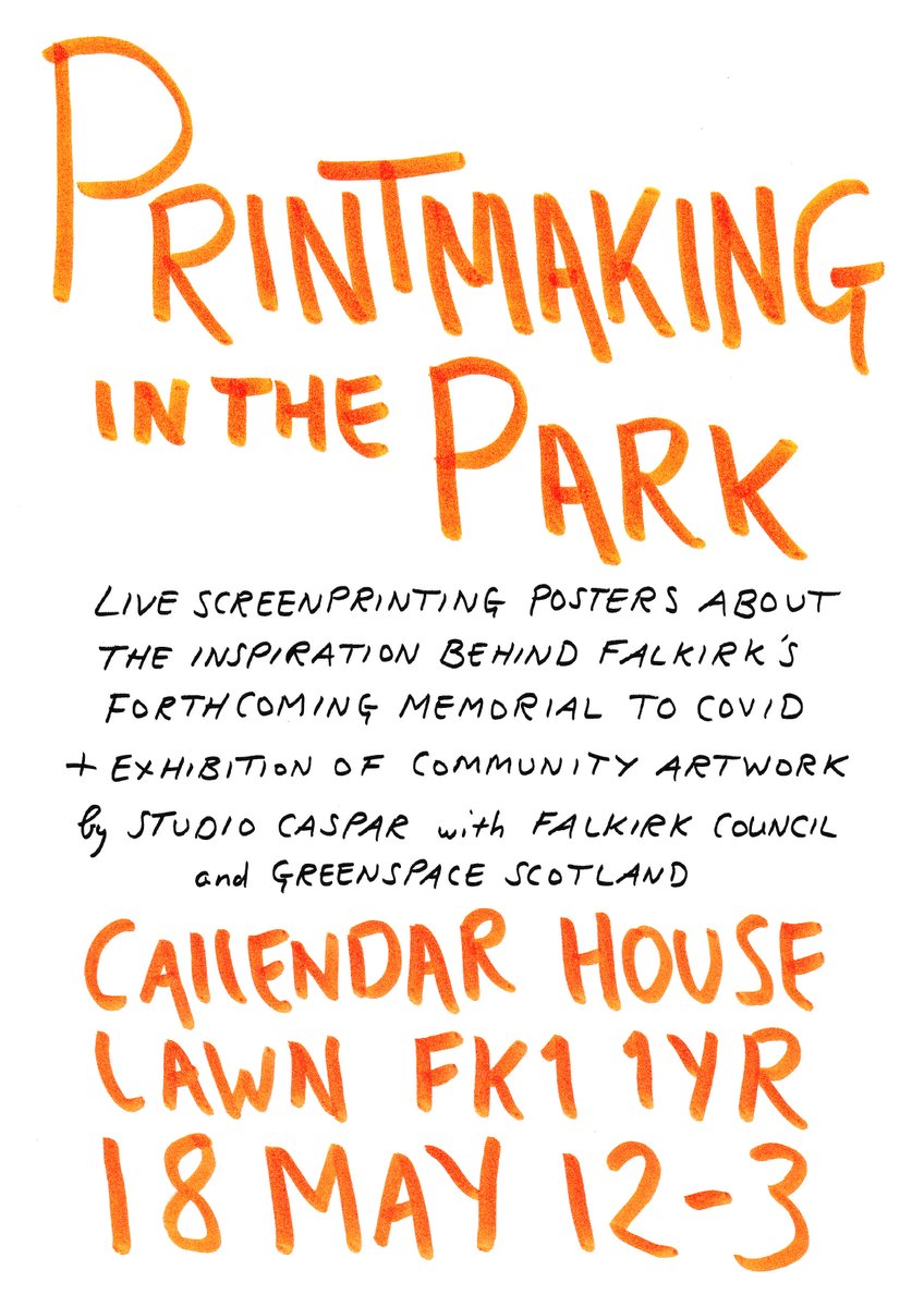Coming up in Falkirk - live screenprinting illustrated posters about the inspiration behind the forthcoming memorial to Covid. Come along, see the community artwork, pull a squeegee and bring a print home #screenprinting #rememberingtogether #sociallyengagedart