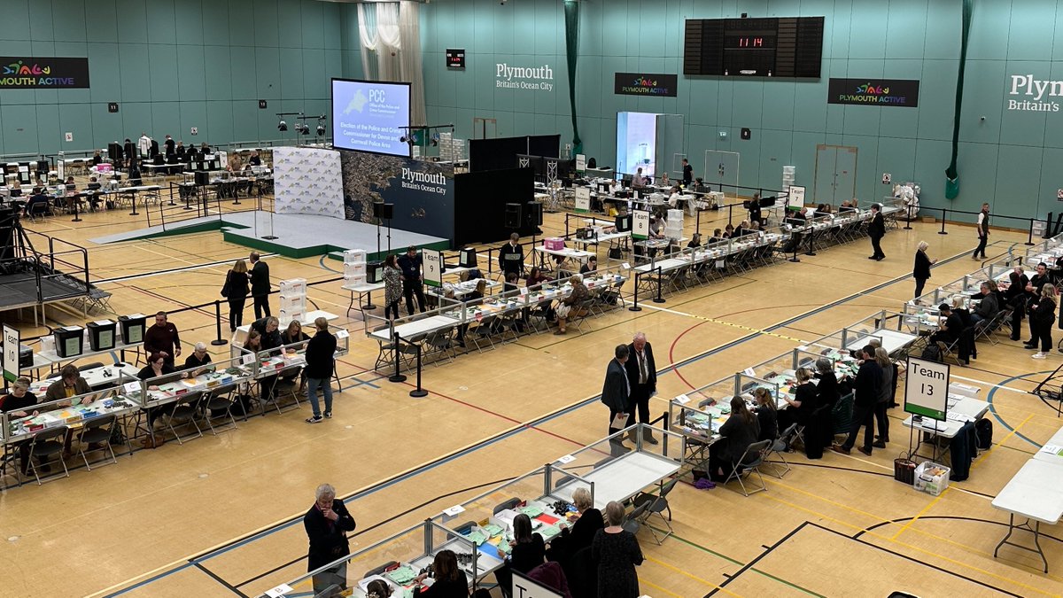 Counting for the Devon and Cornwall Police and Crime Commissioner election is underway at Plymouth Life Centre.