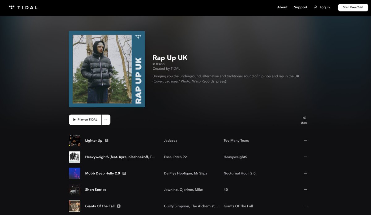 'HeavyweightS' by @EssaHipHop @pitch_92 @tonydpoison Doc Brown, Reveal, Klashnekoff, Kyza etc. straight in at No.2 on @TIDAL's Rap Up UK! tidal.com/browse/playlis… lnk.to/heavyweights
