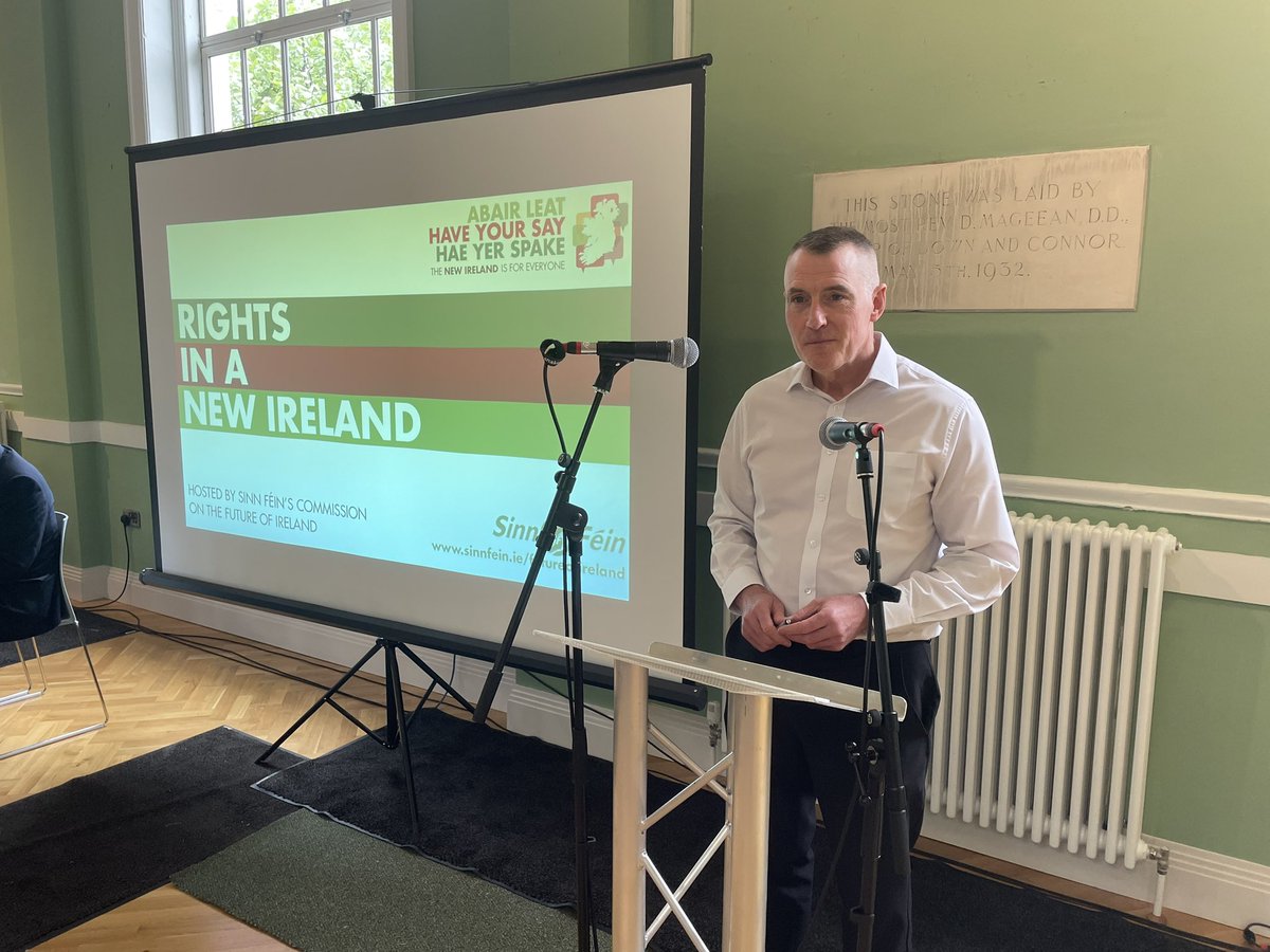 Declan Kearney at the conf on Rights today said: Under the GFA there was to be a Bill of Rights for the North & other protections. 26 years after the Agreement there is No Bill of Rights; No Civic Forum in the North; No all-Ireland Civic Forum & No all-Ireland Charter of Rights