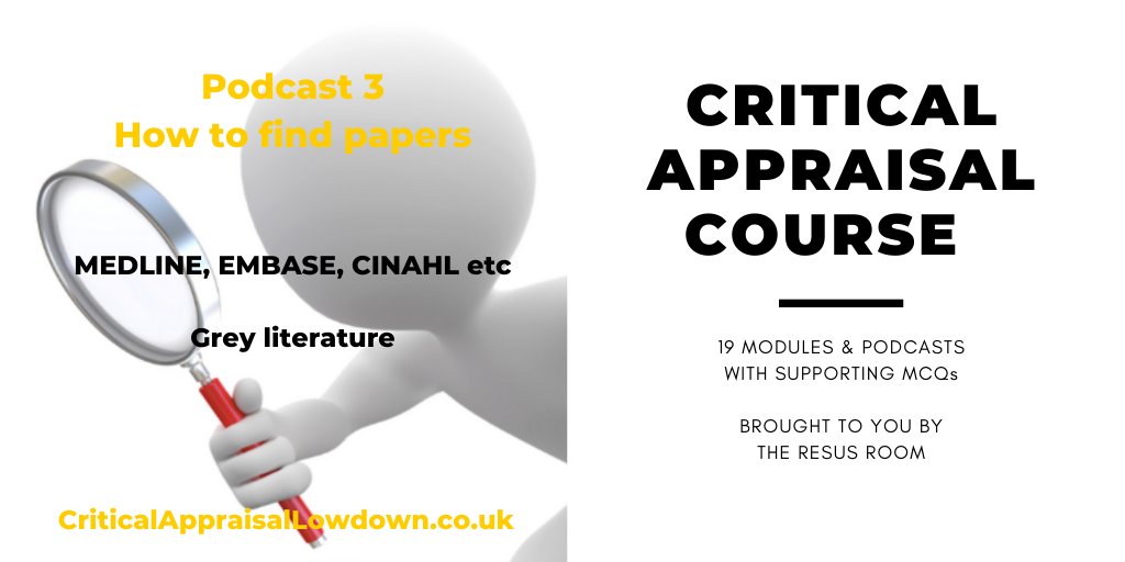 Critical Appraisal Lowdown Course Learn to appraise medical literature -Online -Podcast episodes -MCQs -Certificate of completion Brought to you by @TheResusRoom team, group purchases also available CriticalAppraisalLowdown.co.uk