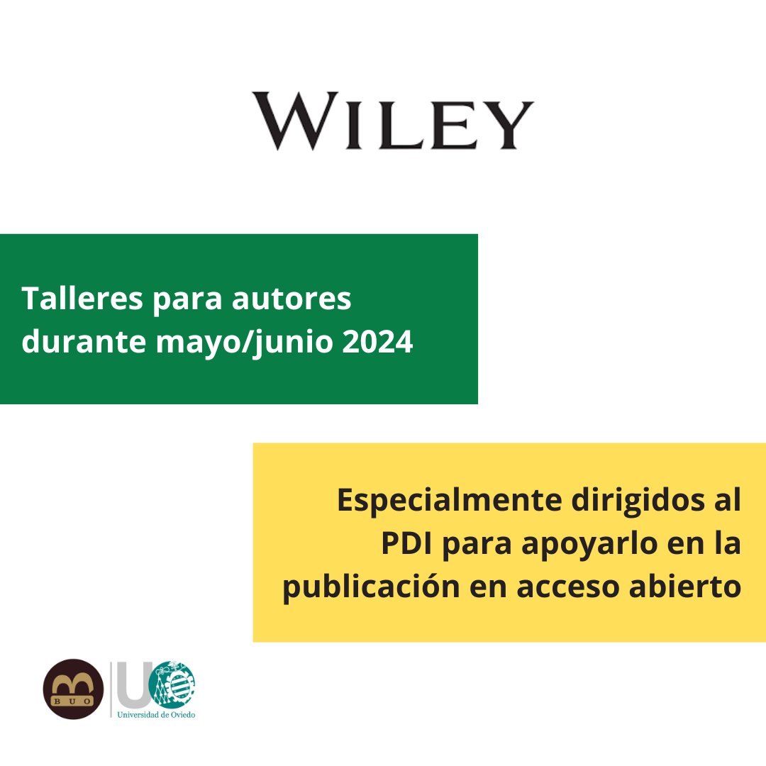 📅 Talleres #Wiley para autores durante mayo/junio 2024.
🔗Información y registro: acortar.link/lh2y1e
#accesoabierto #miraelbuo #publicaciónacadémica