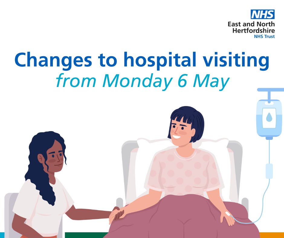 We’re pleased to announce that, from Monday, we will be extending visiting times for our inpatient wards 💙 This extension is part of a wider change to our visiting rules across the Trust. ℹ️ For more, visit our website: enherts-tr.nhs.uk/news/visiting-…