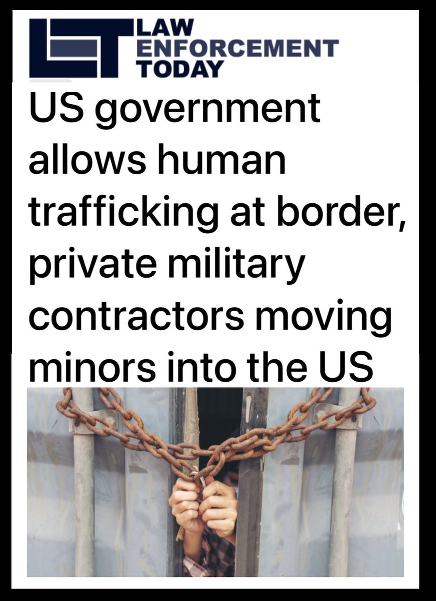 The US government is allowing human trafficking of minors from the US-Mexico border. Politicians don’t want to put their name on it so they’re contracting Private Military Companies (PMC’s) to move unaccompanied minors throughout the US. 
lawenforcementtoday.com/frightening-us…