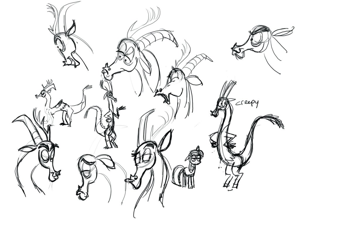Concept art sketches of Discord, drawn by Lauren Faust. (2010)