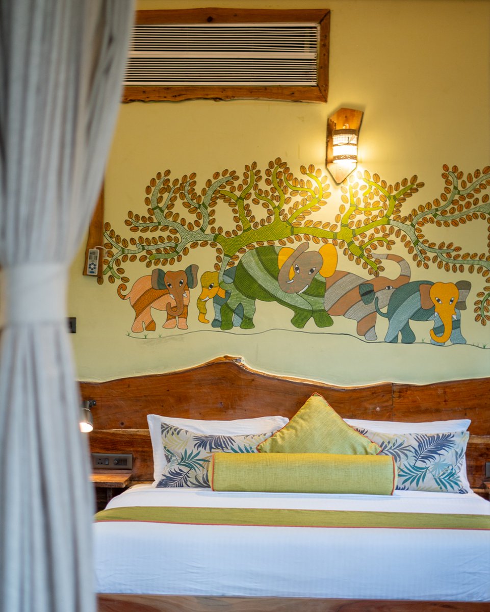 Immerse yourself in the heart of Kanha National Park, not just with wildlife safaris, but also with stunning Gond art! 🎨

At Kanha Jungle Camp, every room boasts vibrant Gond paintings adorning the walls. T

#KanhaJungleCamp #GondArt #WildlifeArt #LuxurySafari