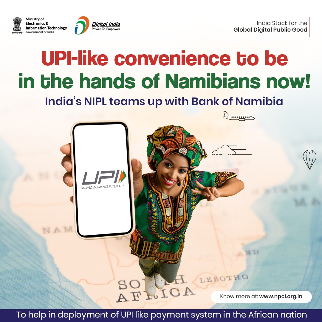 NPCI International Partners with the Bank of #Namibia for deploying India’s #UPI Stack in Namibia.

Read more at npci.org.in/npci-in-news/p…

#DigitalIndia #IndiaStack @NPCI_NPCI @BankofNamibia