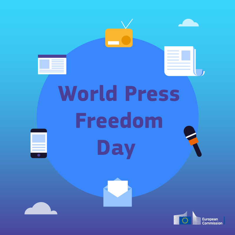 #WorldPressFreedomDay 🌍recognises press freedom as the foundation of our #EUDemocracy and honours the work of journalists and other press professionals.

📰We are determined to uphold their right not to be silenced and carry out their work safely.