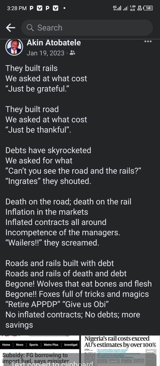 #WeWarnedThem that give us Obi and save us from wolves that eat flesh and bones January 19, 2023: They built rails We asked at what cost “Just be grateful.” They built road We asked at what cost “Just be thankful”. Debts have skyrocketed We asked for what ”Can’t you see…