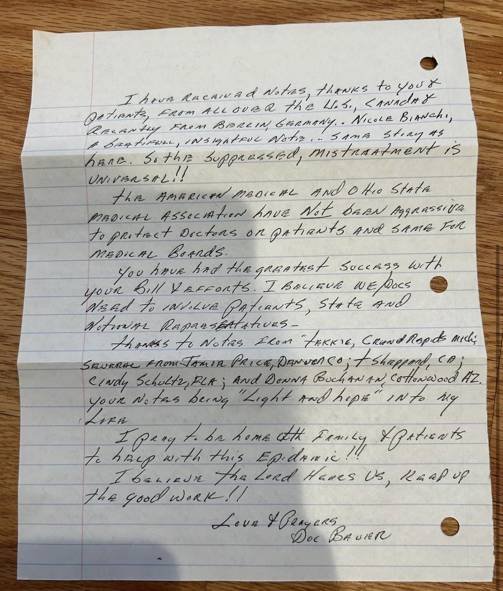 This is the most recent letter I have received from Dr. Bill Bauer, 87 who is incarcerated for treating Pain This ill informed legislator didn’t believe doctors are afraid to treat pain tiktok.com/t/ZPRwmwdTA/