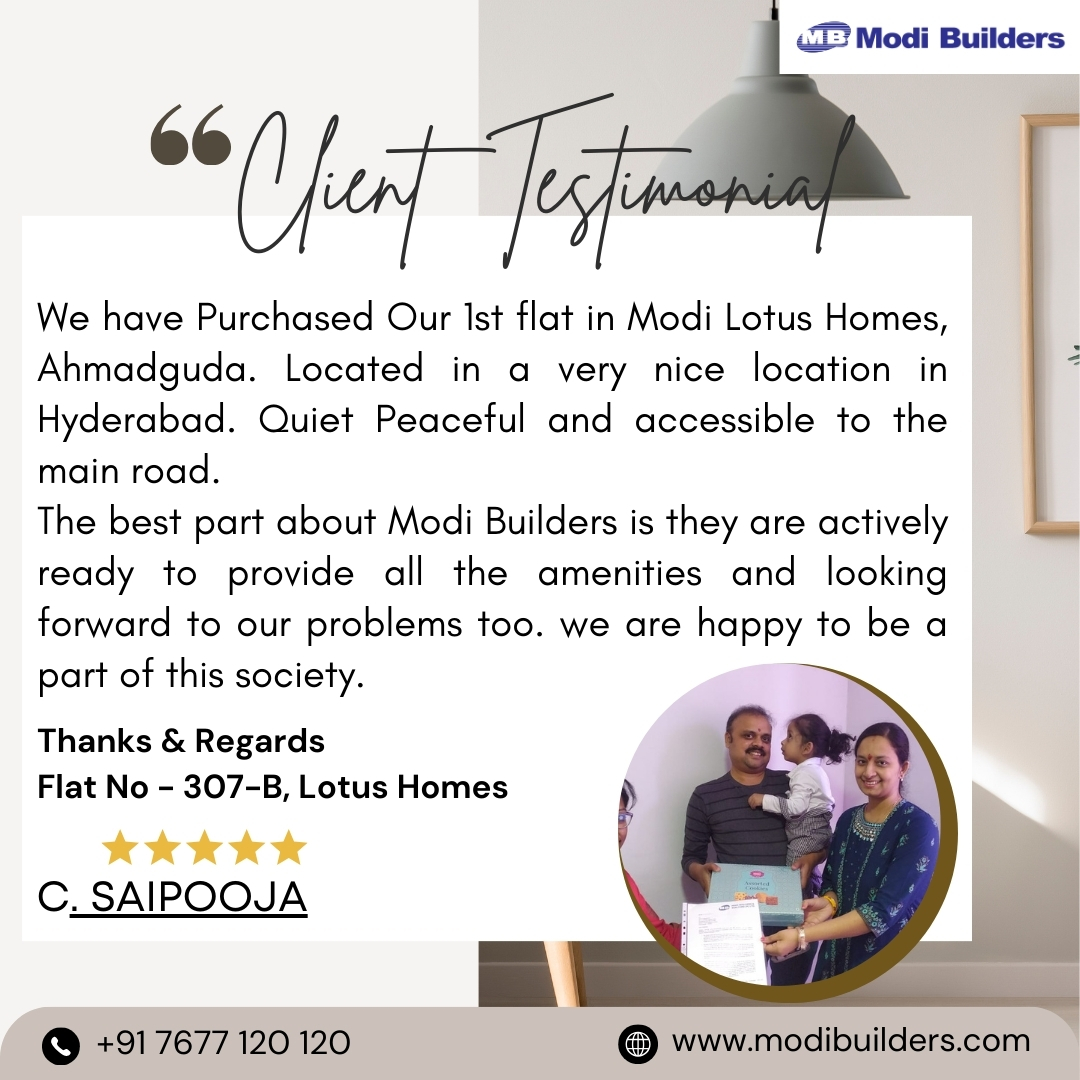 Shoutout to our fantastic customers for their kind words. Your support drives us to continuously improve and innovate!
:
Project Details: modibuilders.com/current-projec…
Bookings: +91 7677 120 120
:
#clienttestimonial #thankful #customersuccess #customerfeedback  #grateful #realestate