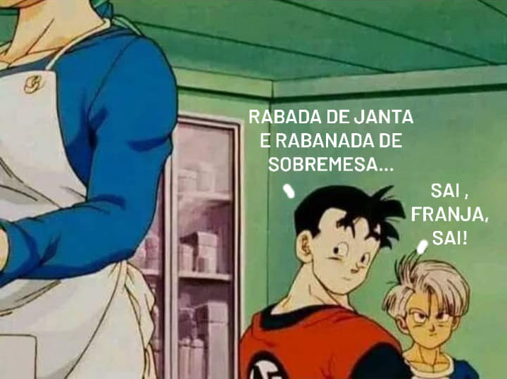 O Trunks assoprando a franja no olho kkkkkkkk