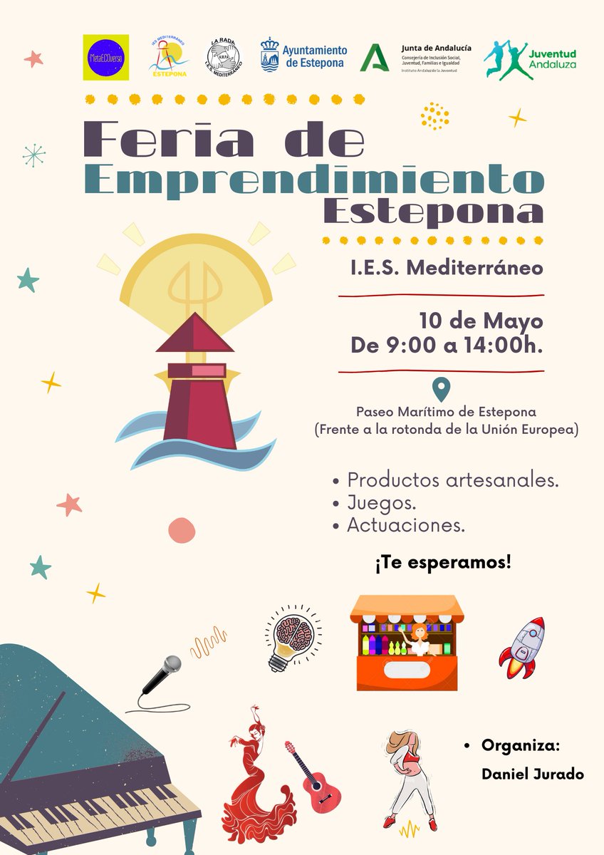 Metaecoversoedu's tweet image. 📢 ¡Os presentamos nuestro último Gran Proyecto del curso 23/24!

Preparamos una Feria de Emprendimiento, junto a nuestro alumnado de cultura emprendedora y empresarial.

#metaecoverso #feriaemprendimiento #economia #culturaemprendedora #educacion #iesmediterraneo #estepona